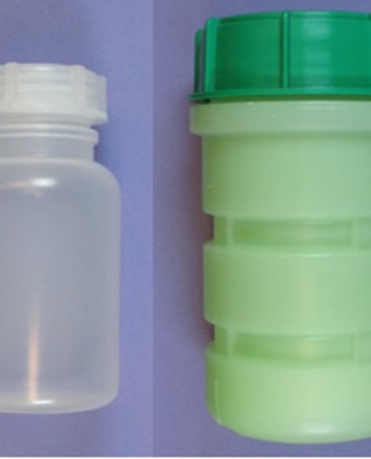 Plastflaska, ren med ytterhylsa för mykobakterier/TB